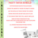 Party Favor Bundle | BEST for your BUDGET | Mix and Match Custom Favors including chip bags, plates, labels, stickers, candy bar labels, boxes etc